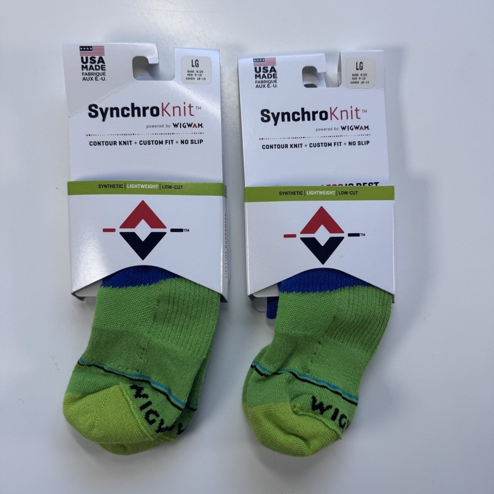 Lot 2 WIGWAM Surpass SynchroKnit Contour No Slip Low Cut Large M 9-12 W 10-13